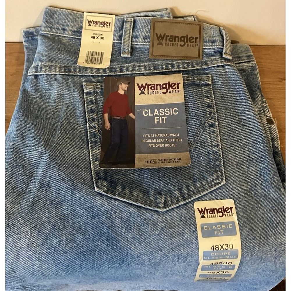 Wrangler Men's 48x30 Rugged Wear Jeans -  Classic Fit - Legs Fit Over Boots -NEW